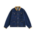 Multi-Pocket Lapel Loose Fit Denim Jacket Men