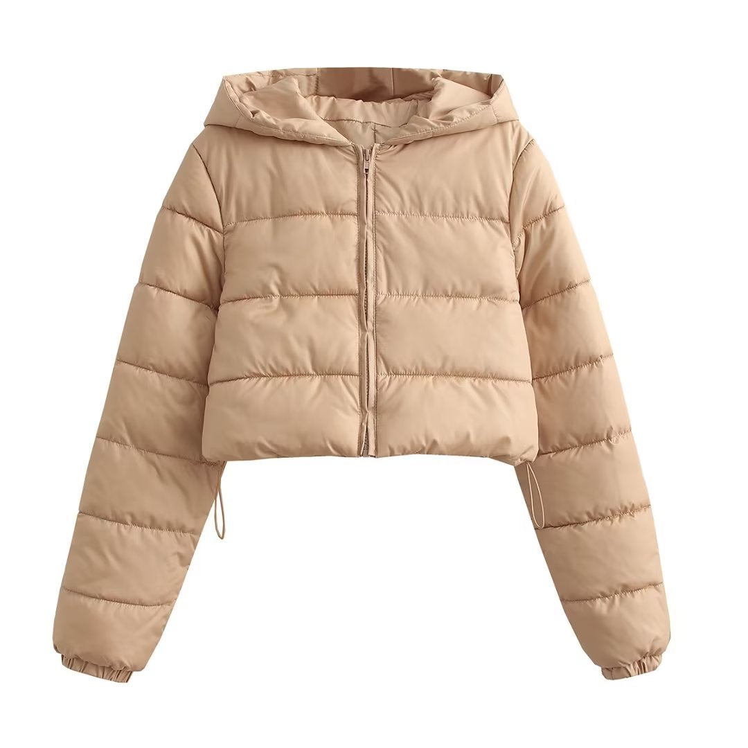 Short hooded cotton jacket for women
