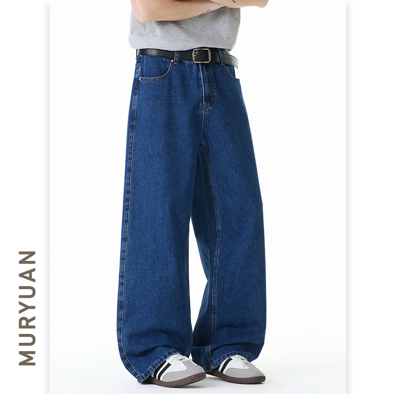 Leg Denim Pants for Men Original Dark Blue Denim Jeans