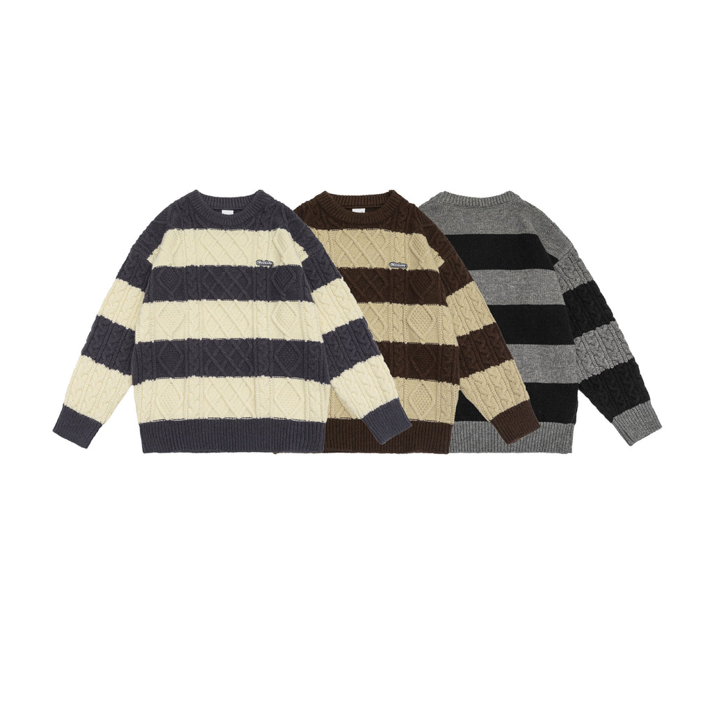 Round neck sweater loose and thick knit sweater