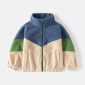 Fleece Jacket for Boys Color-block Casual Outerwear Kids' Warm Coat