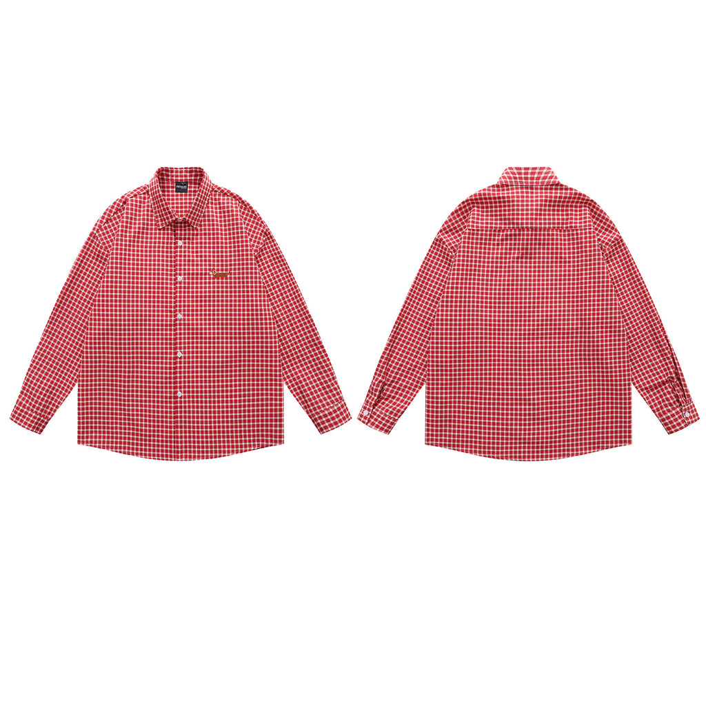 Red checkered long sleeved shirt