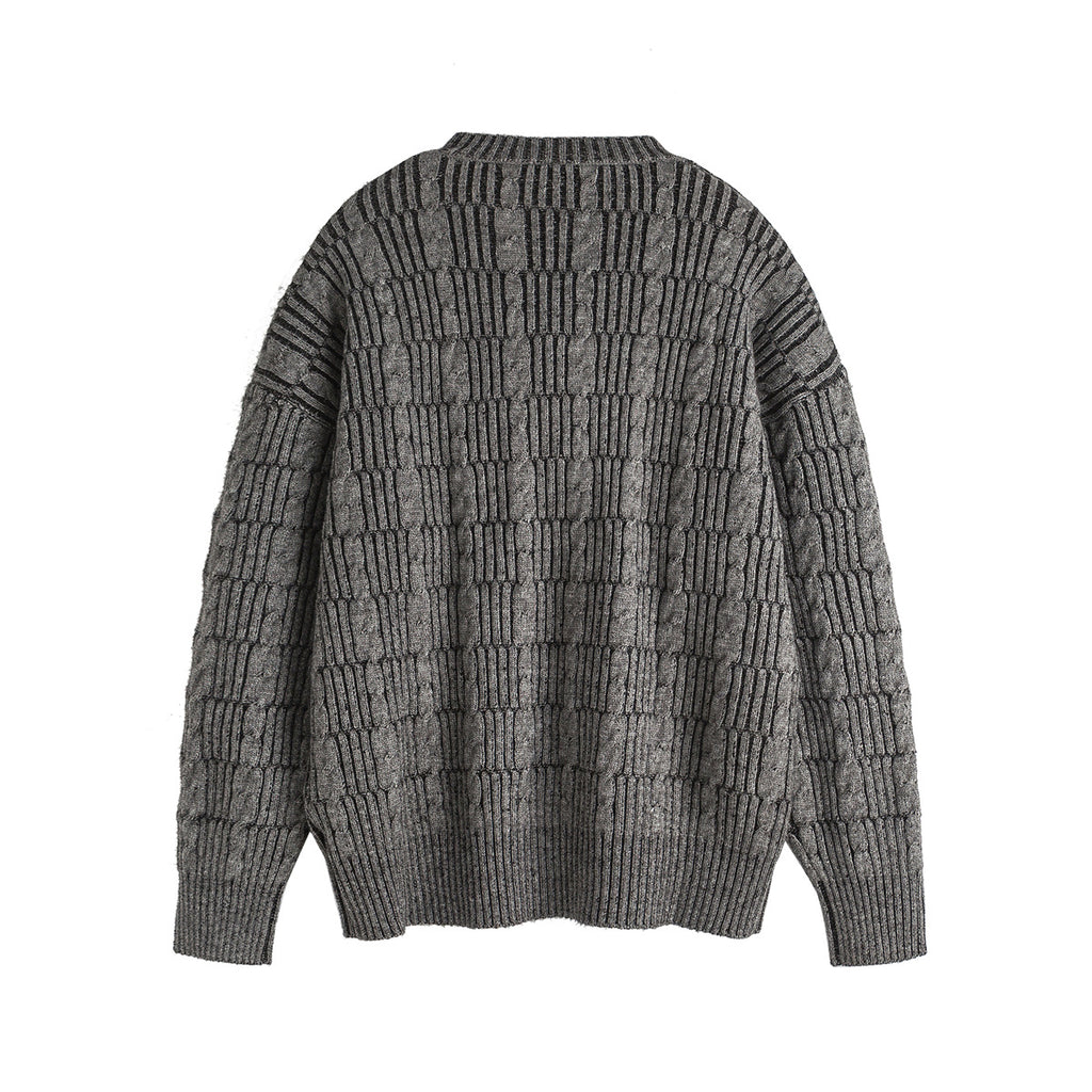 Jacquard sweater loose pullover knitted sweater