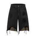 Retro Washed Patchwork Distressed Unique Design Denim  Men Summer Trendy Loose Wide Leg Pants