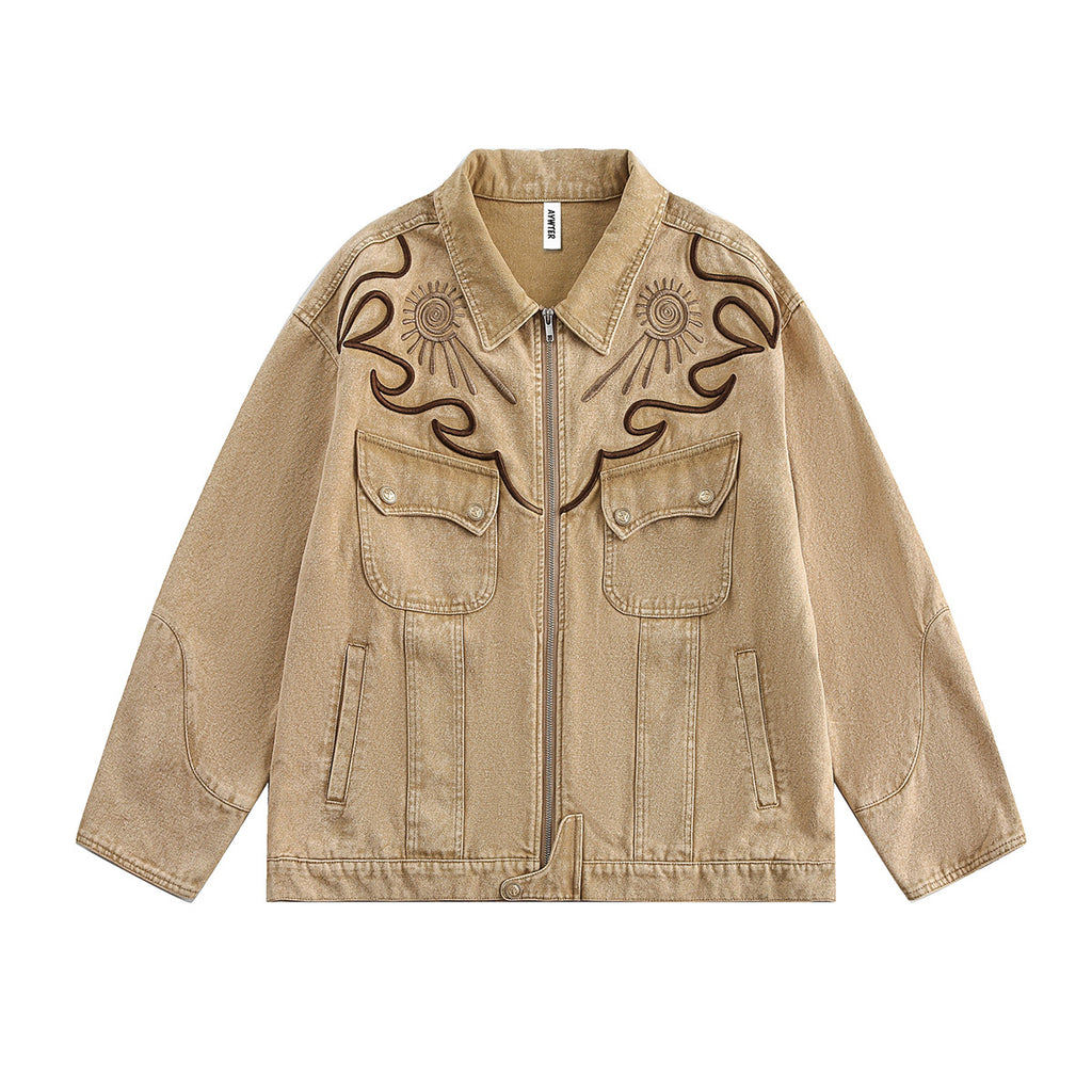 Embroidered denim jacket jacket