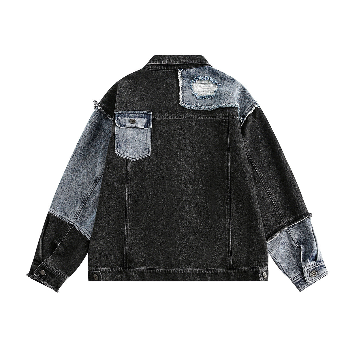 Splicing washed denim jacket