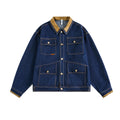 Multi pocket washed denim jacket jacket for men