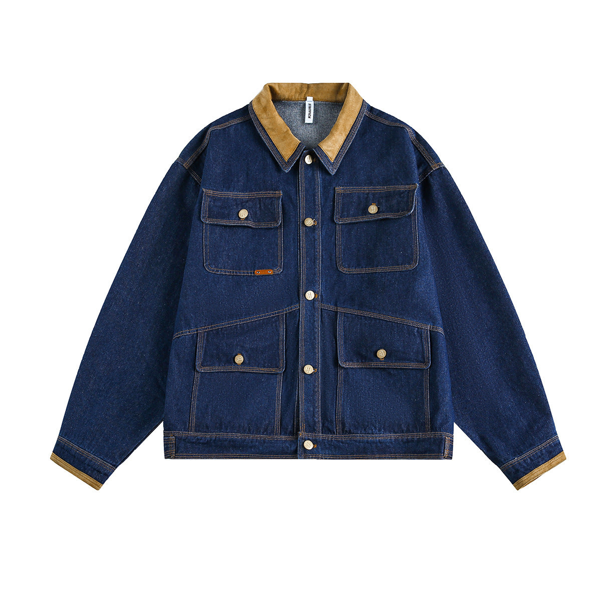 Multi pocket washed denim jacket jacket for men