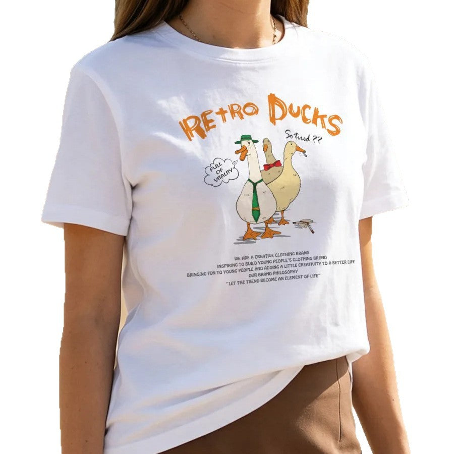 Duck print short sleeved T-shirt for women