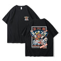 Red Koi Print Short Sleeved Harajuku Hip-hop Setwear Shirt S