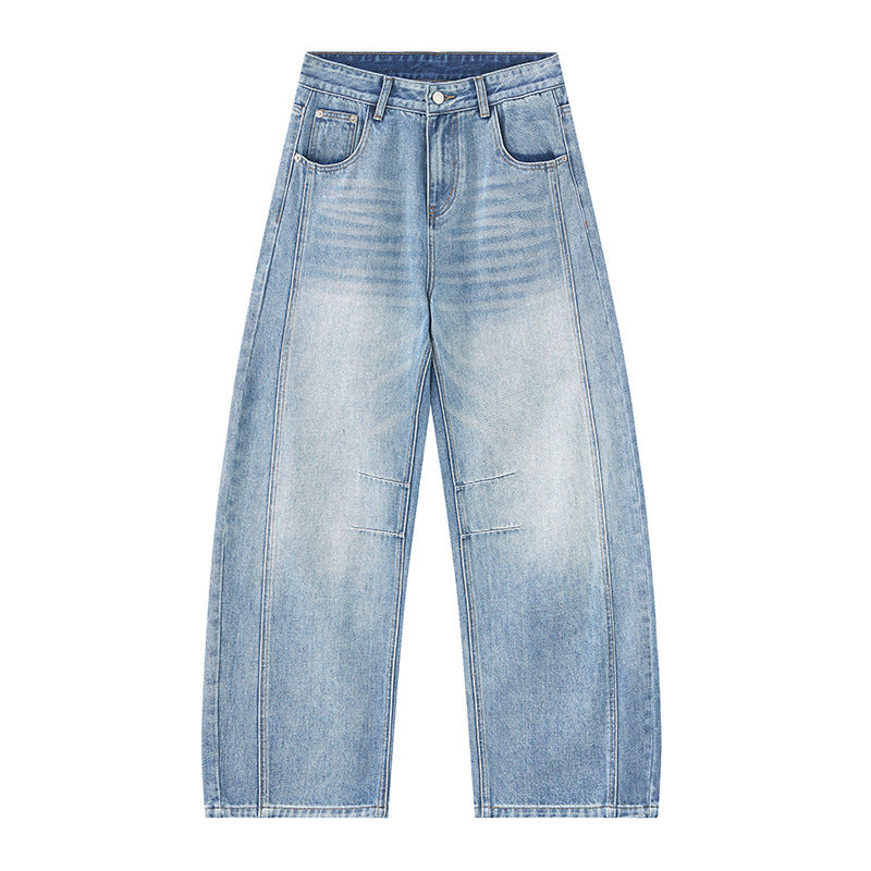 Deconstructed Knife-Shape Pleated Denim Pants for Men