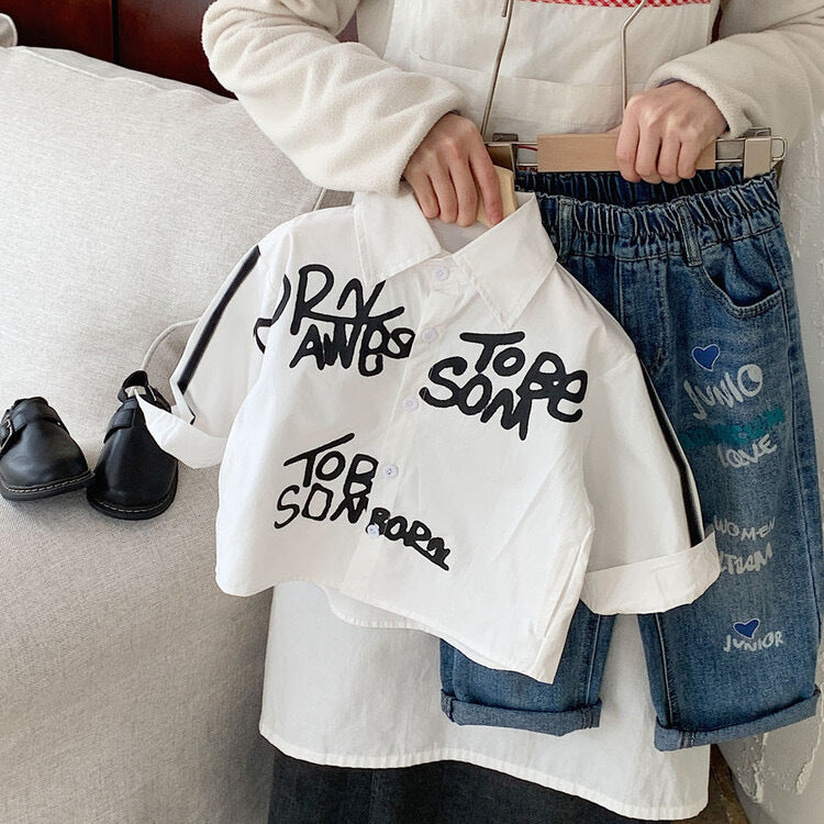 Letter graffiti casual shirt for boys