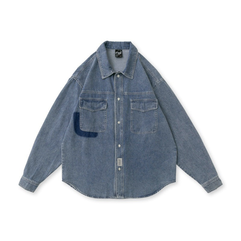 Vintage washed denim loose fitting shirts for men and women