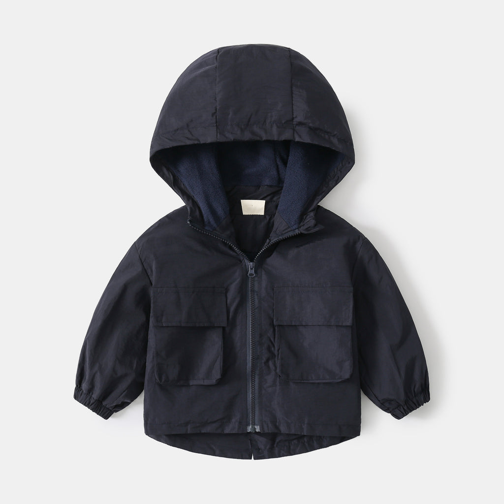 Casual Hooded Long Sleeve Jacket for Boys,Fleece Lined Outerwear for Kids