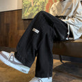 Striped Denim Pants Men Autumn Winter Trendy Style Wide Leg Loose Straight Cut Washed Casual Trousers