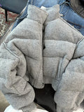 Short standing collar thickened warm jacket for women
