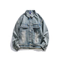 Patchwork Butterfly Frayed Edge Short Denim Jacket for Men