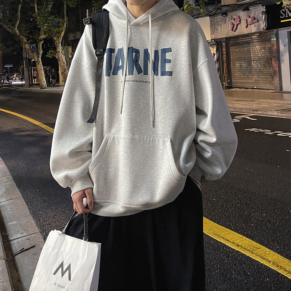 Fleece Hoodie for Men, Streetwear Style,  Loose Fit, Oversized Casual Sweatshirt, High-Street Design