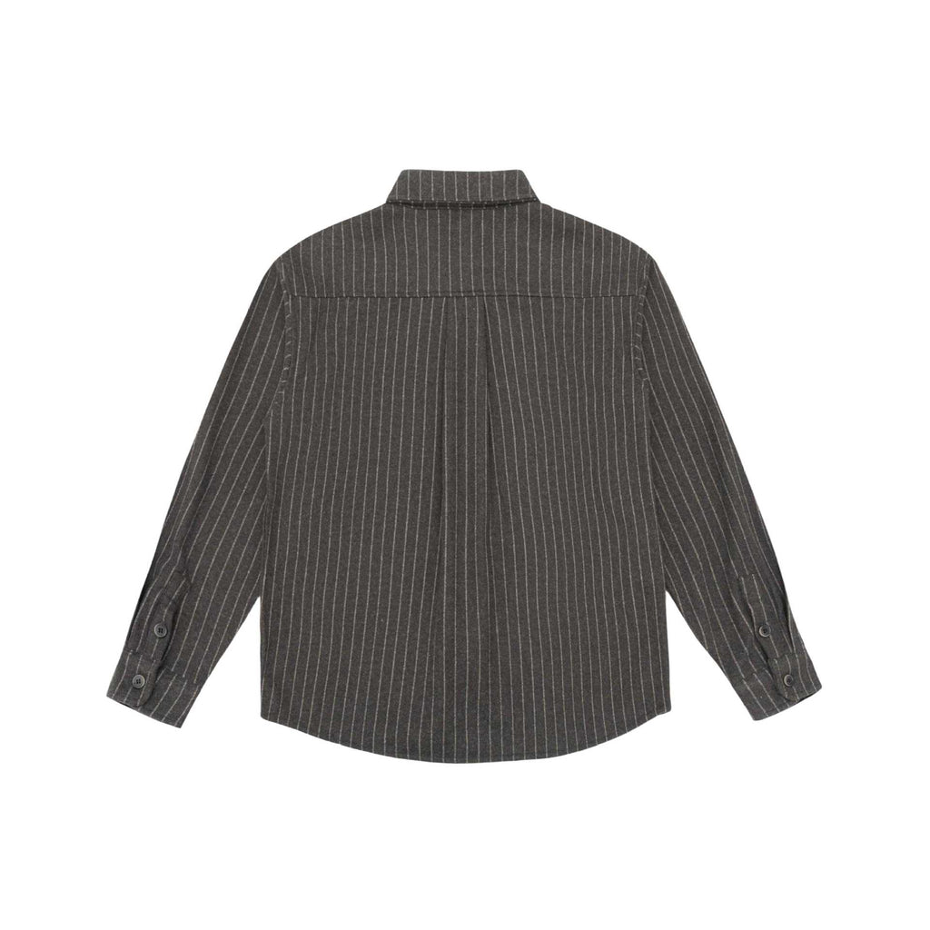 Loose Patchwork Mature Stripe Fleece Long Sleeve Shirt for Men