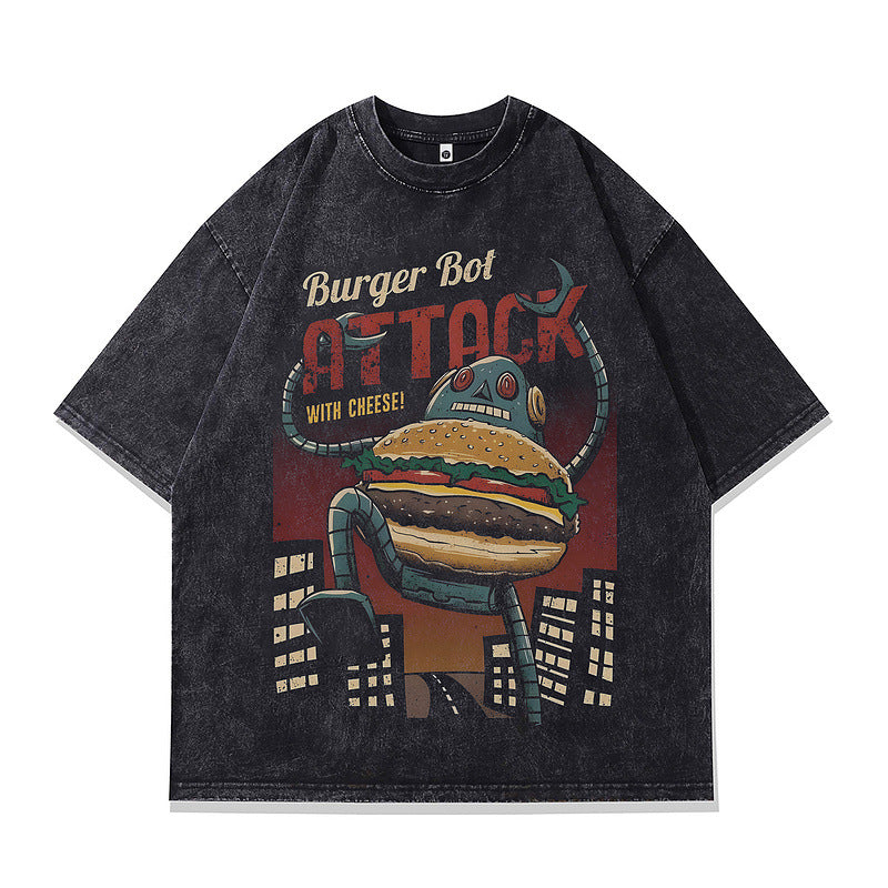 T-Shirt Men's Oversize Washed Faded Crew Neck Short Sleeve T-Shirt