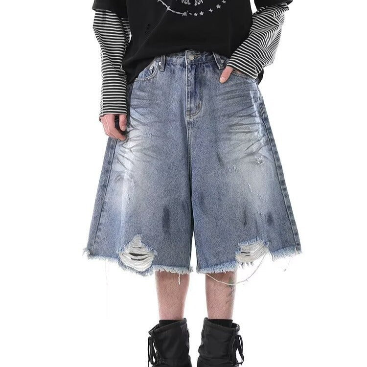 Wash Denim Capri Pants for Men and Women