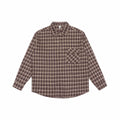 Basic Loose Color-Blocked Plaid Turn-Down Collar Long Sleeve Shirt