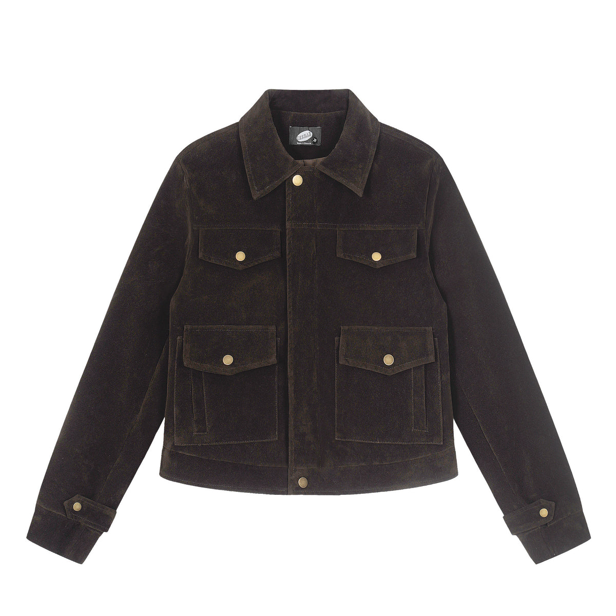 Suede collar shoulder short jacket for women