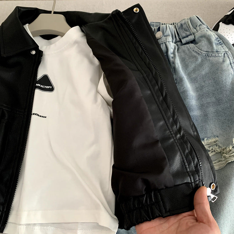 Children's leather jacket for boys