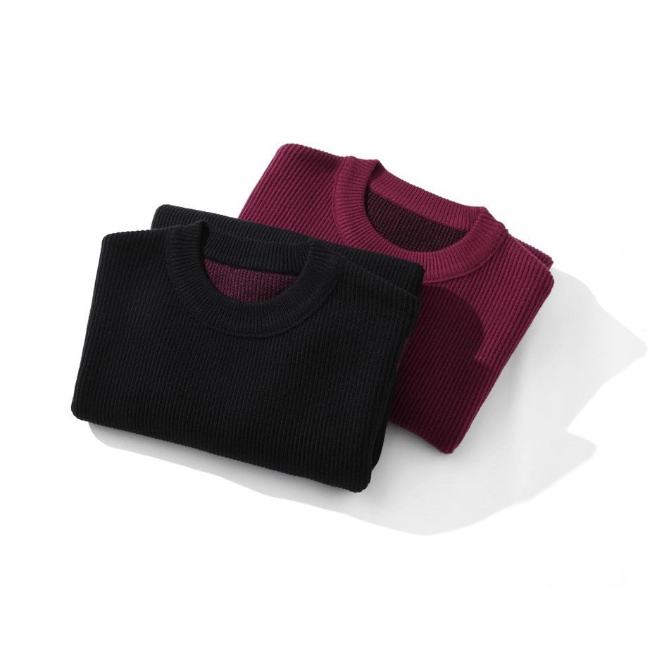 Embroidered Knit Sweater Men's Crewneck Sweater Top