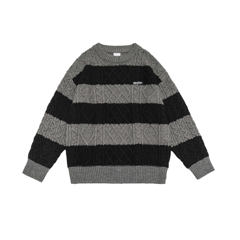 Round neck sweater loose and thick knit sweater