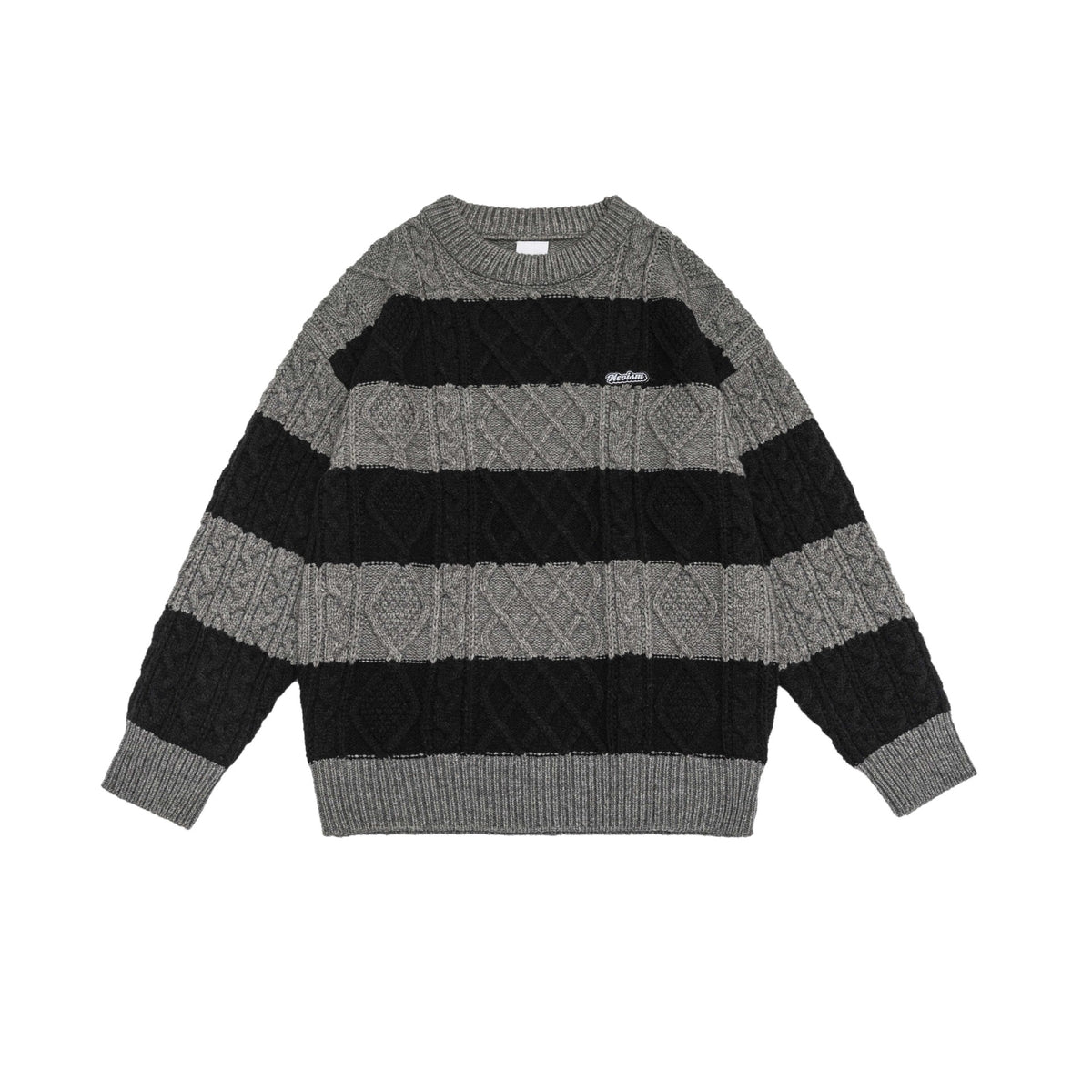 Round neck sweater loose and thick knit sweater