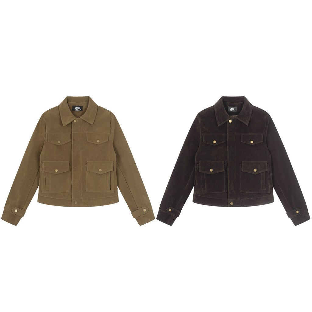 Suede collar shoulder short jacket for women