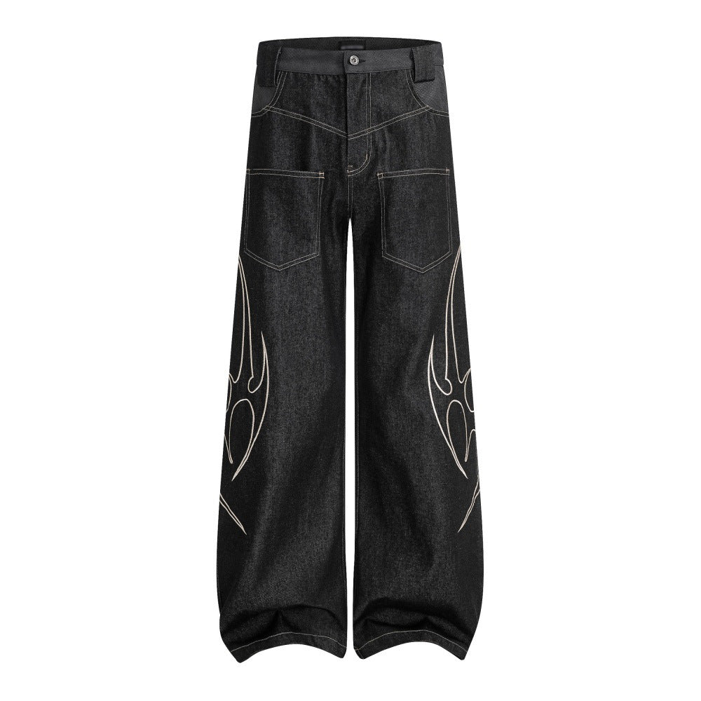 Wide leg denim pants