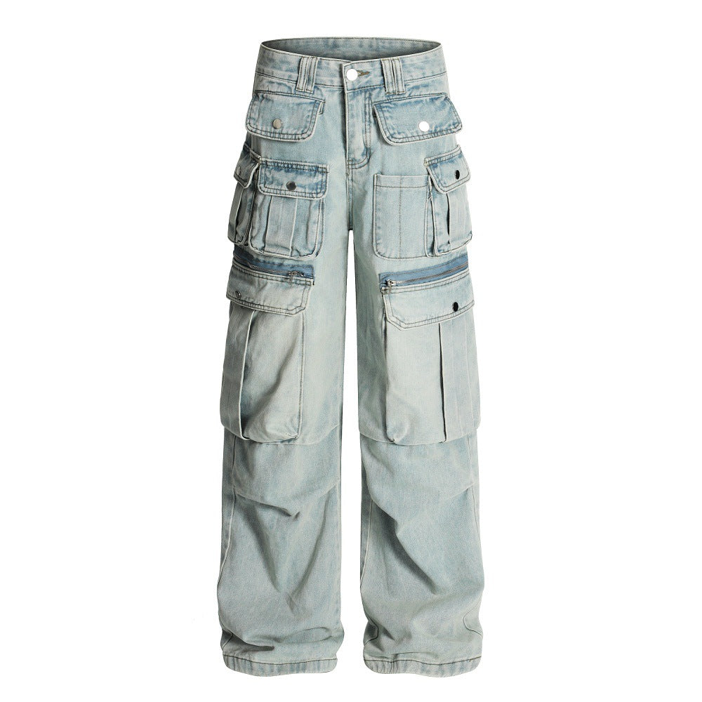 Multi pocket denim pants