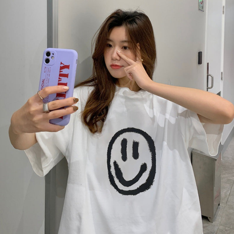 Short Sleeve T-Shirt Women INS Trendy Oversize Student Tee Cotton Top