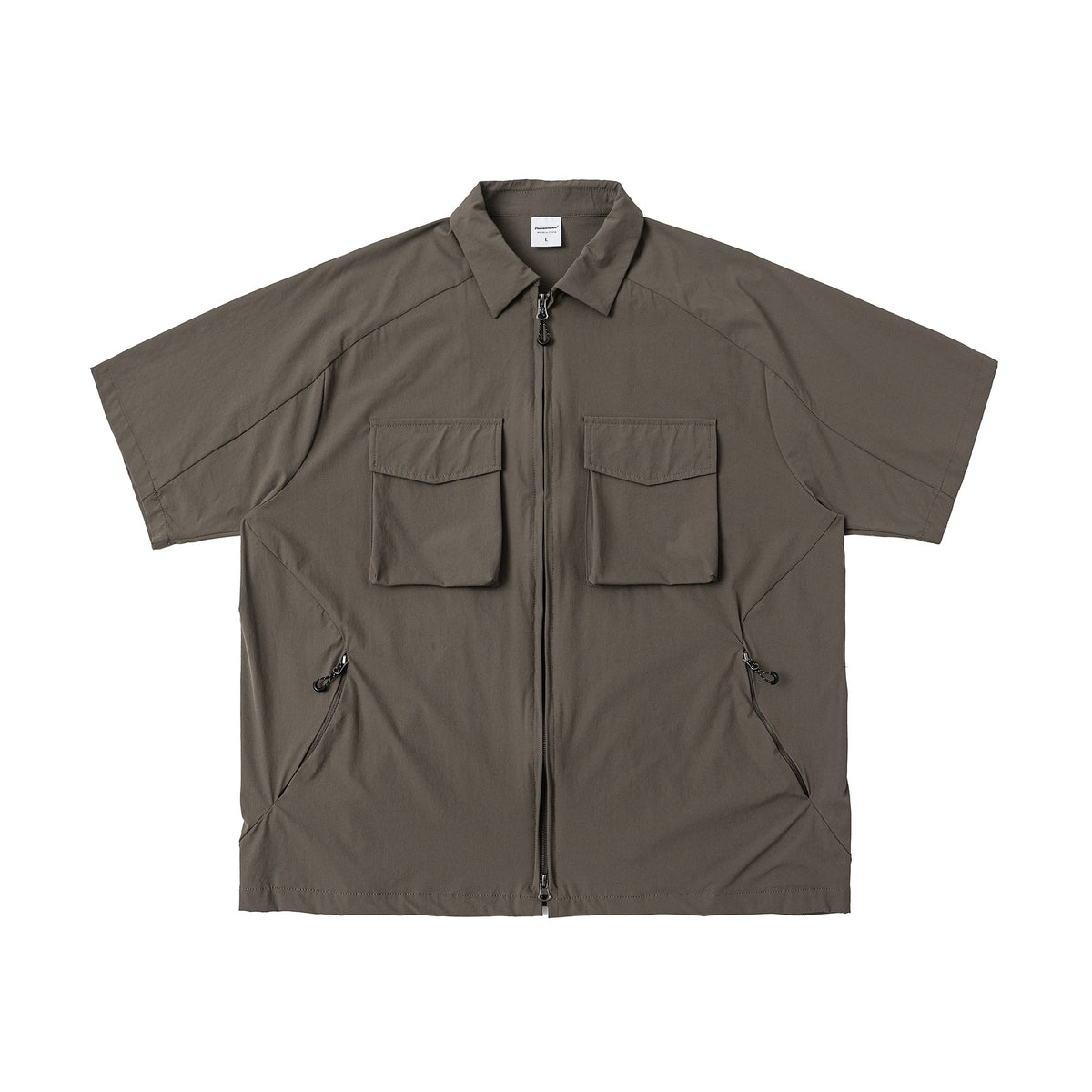 Streetwear Japanese Style Outdoor 3D Large Pocket Loose Fit Short Sleeve Utility Shirt Men