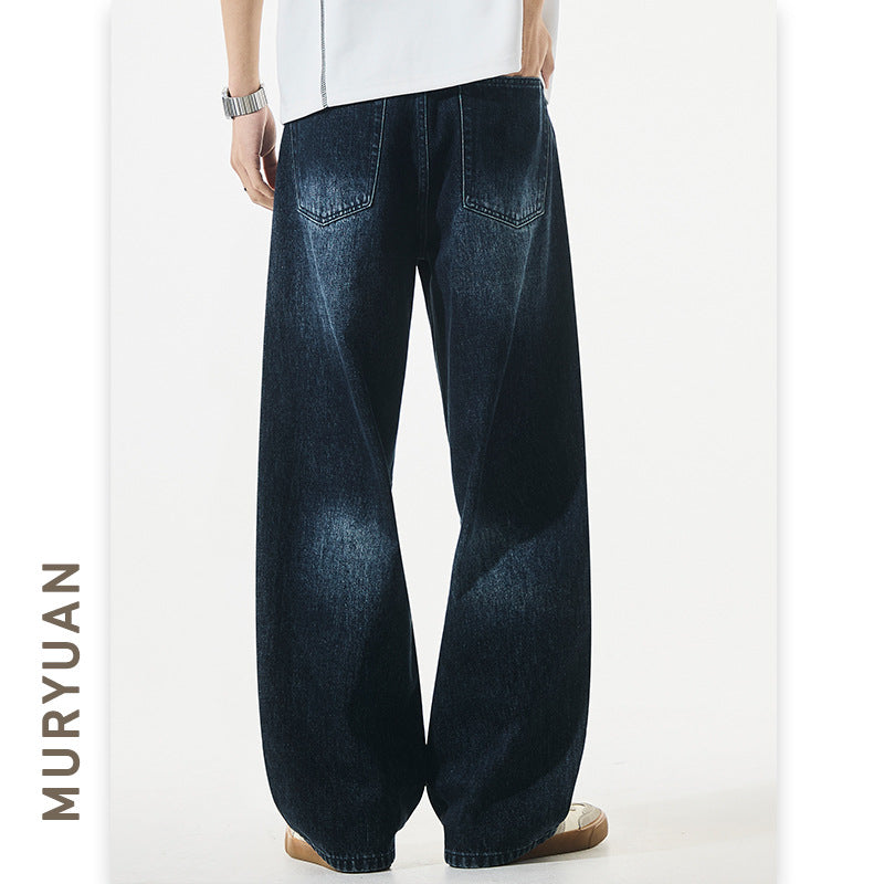 Deconstructed Knife-Shape Pleated Denim Pants for Men