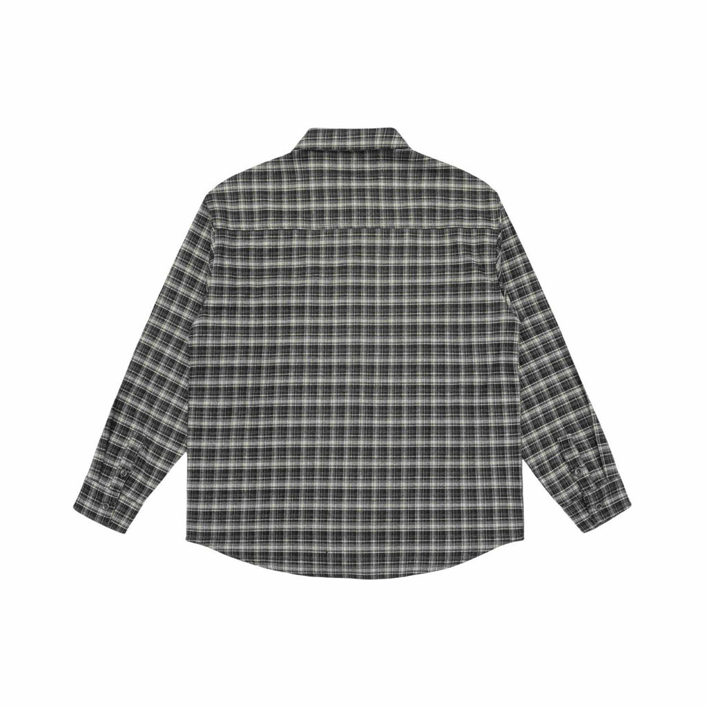Basic Loose Color-Blocked Plaid Turn-Down Collar Long Sleeve Shirt