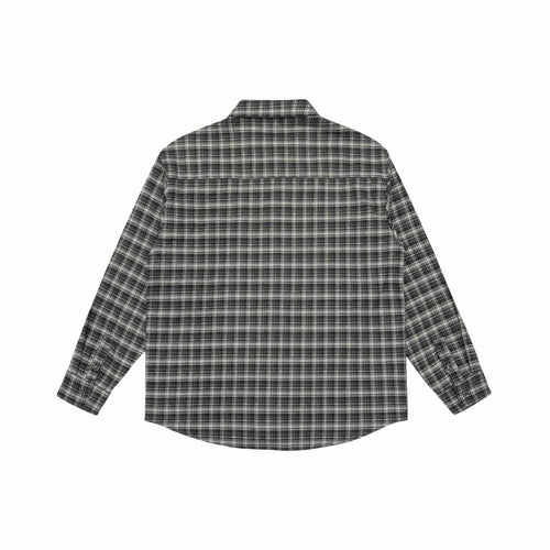 Basic Loose Color-Blocked Plaid Turn-Down Collar Long Sleeve Shirt