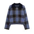 Casual plaid knitted jacket for women