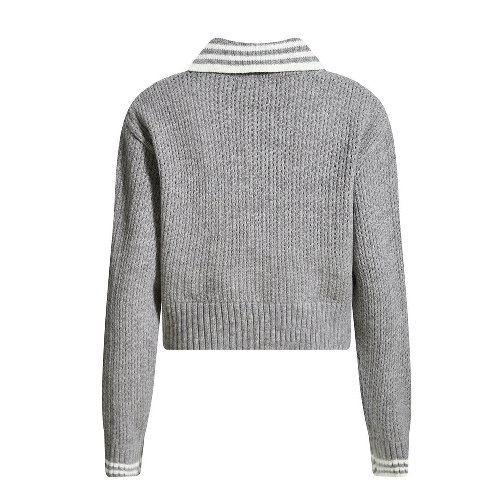 Neck Short Knit Sweater  Versatile Pullover Sweater