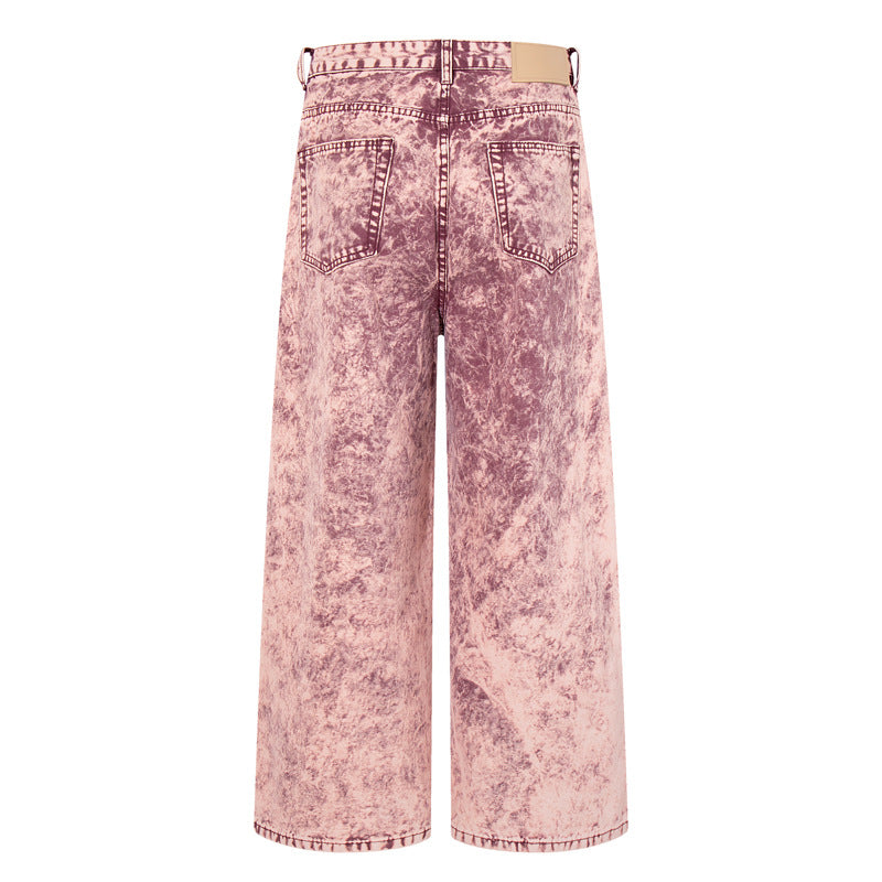 Tie-Dye Denim Pants for Men and Women