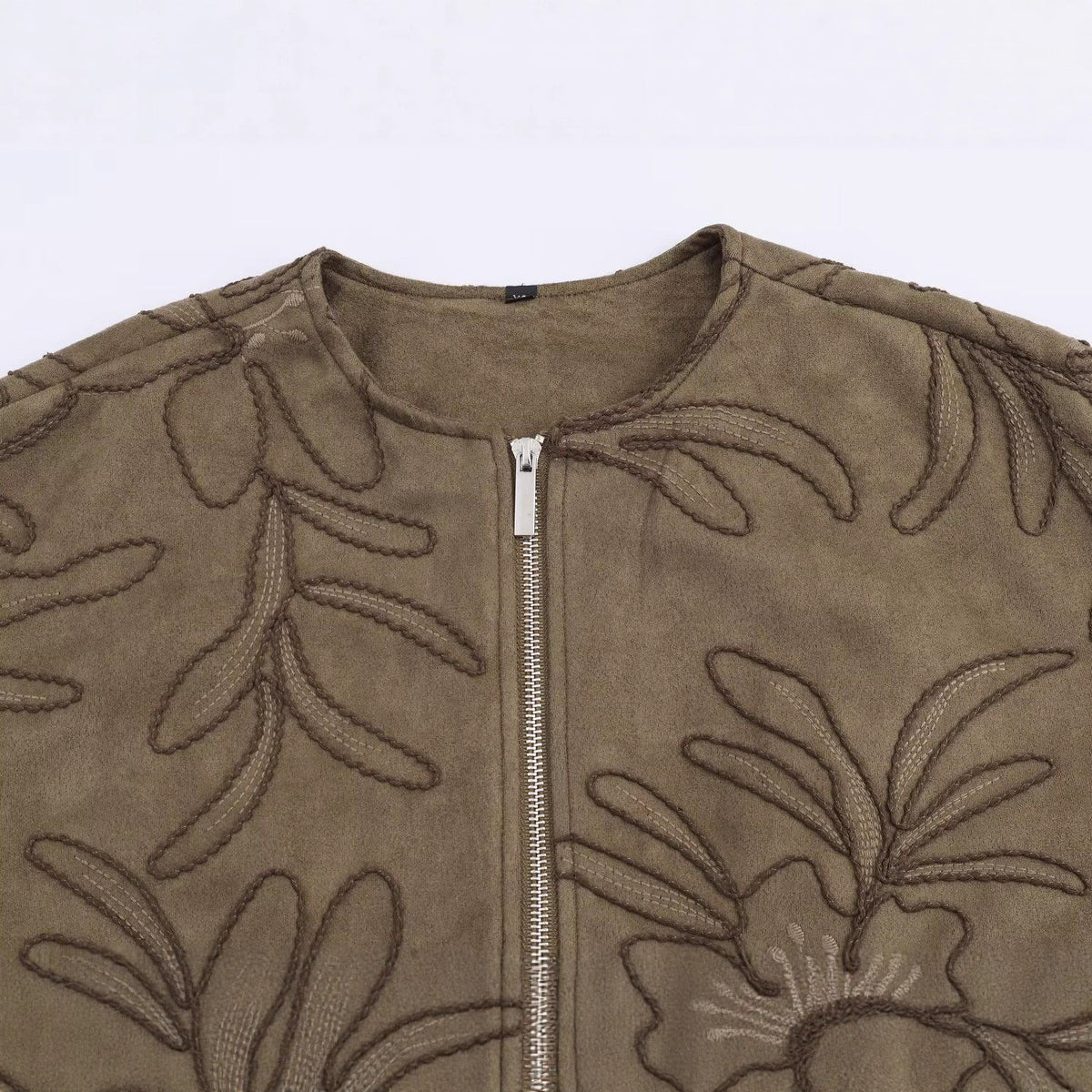 Suede texture embroidered pilot jacket jacket for women