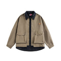 Retro Fake Two-Piece Denim Splicing Loose Casual Work Jacket Men