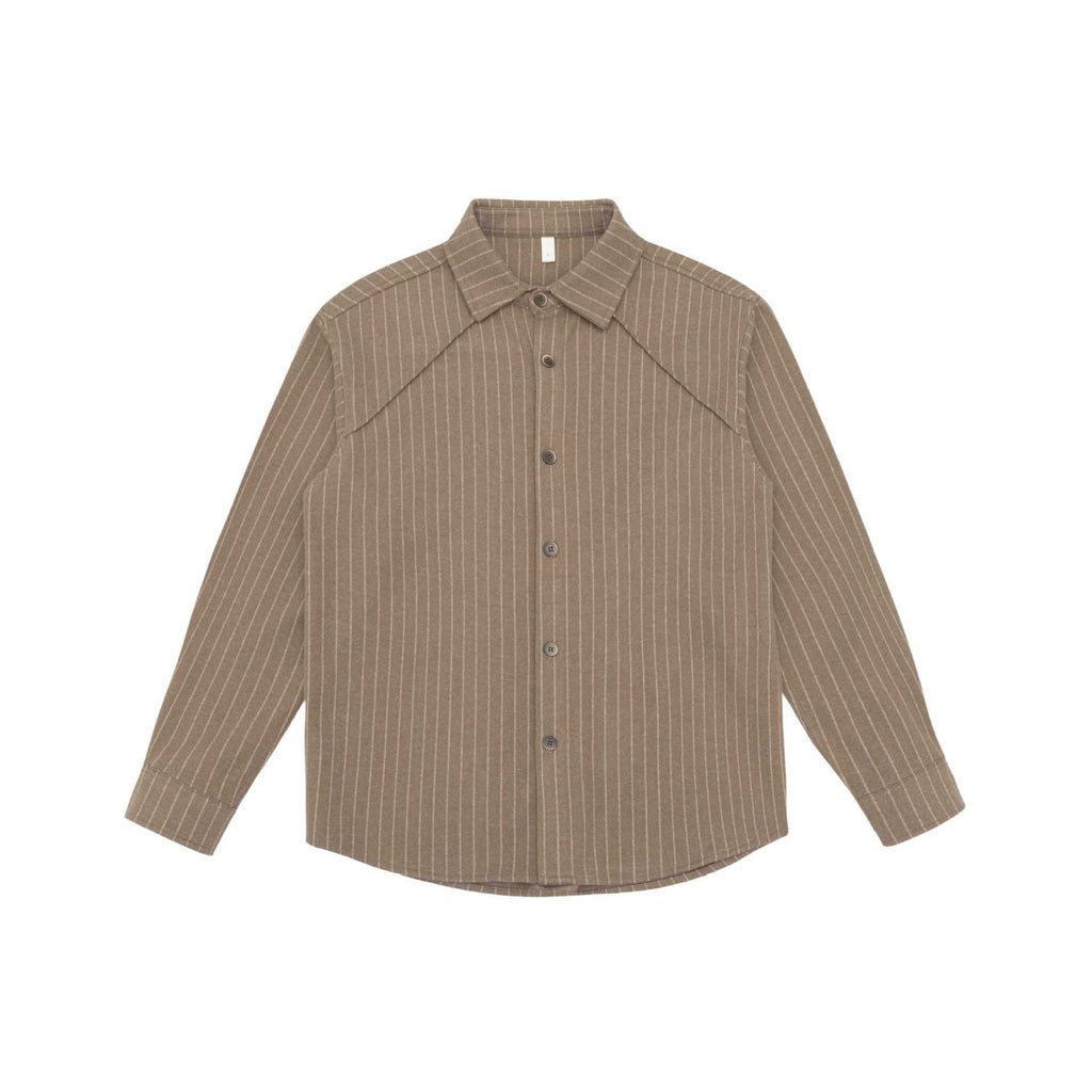 Loose Patchwork Mature Stripe Fleece Long Sleeve Shirt for Men