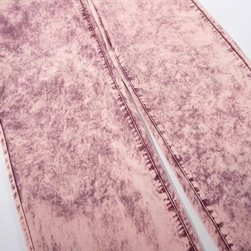 Tie-Dye Denim Pants for Men and Women