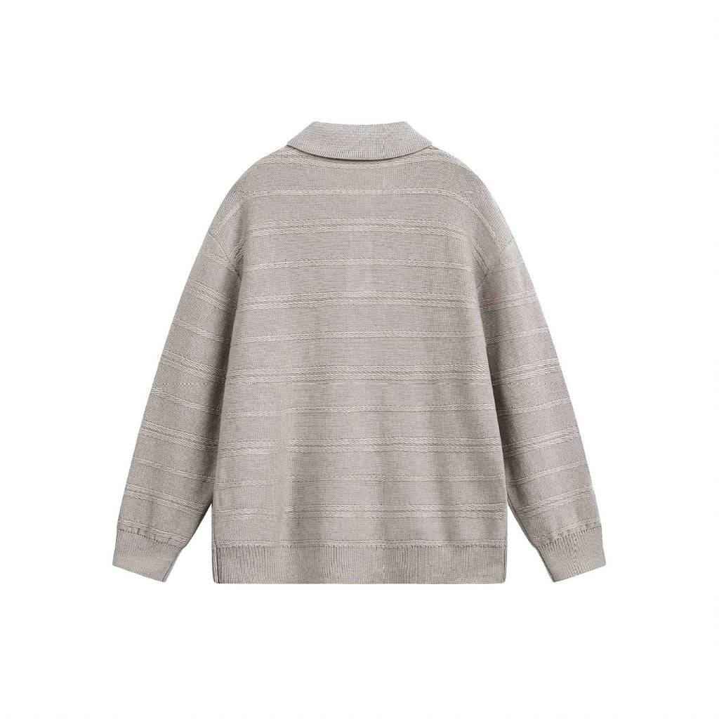 Preppy Loose Casual Polo Neck Knit Sweater Men