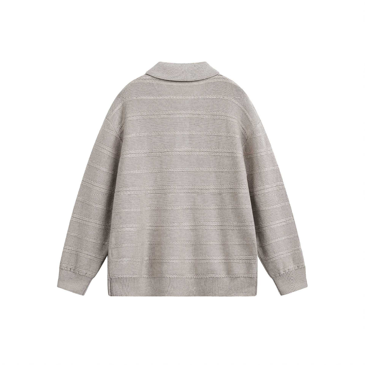 Preppy Loose Casual Polo Neck Knit Sweater Men