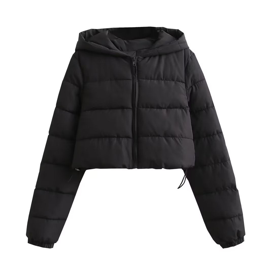 Short hooded cotton jacket for women