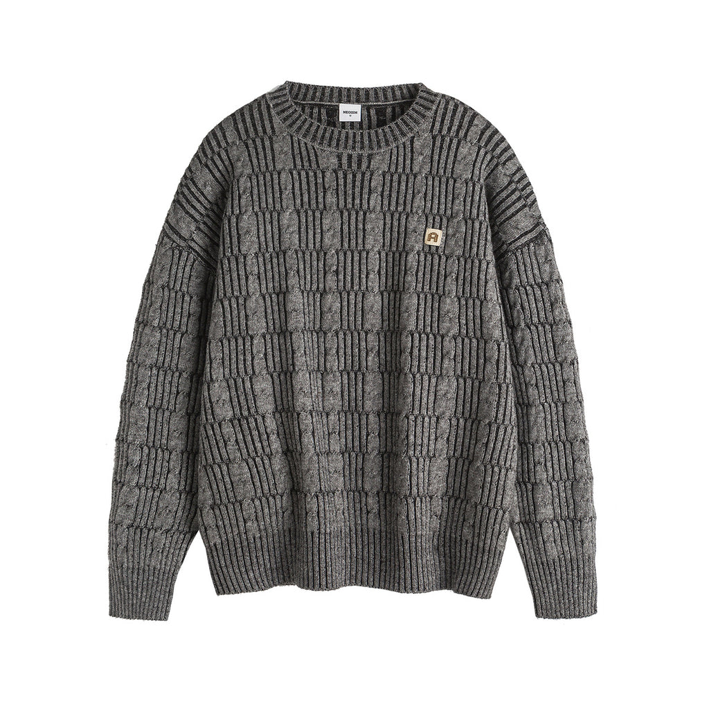 Jacquard sweater loose pullover knitted sweater